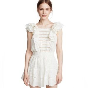 LSF White Ruffle & Eyelet Mini Dress